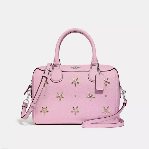 Coach Mini Bennet Satchel Handbag with Allover Studs Pink - Picture 1 of 8